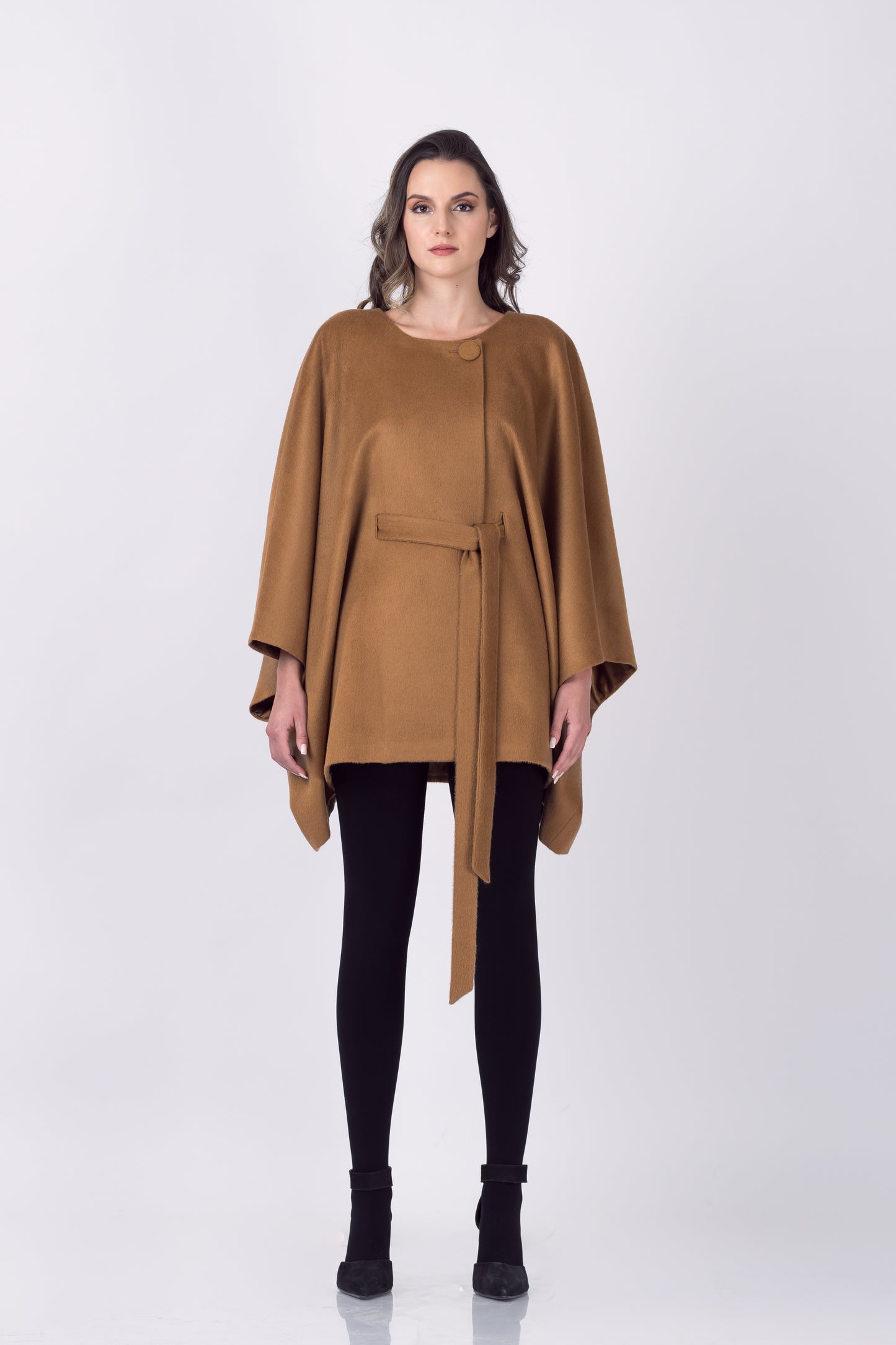 Royal Alpaca Kimono Sleeve Belted Cape