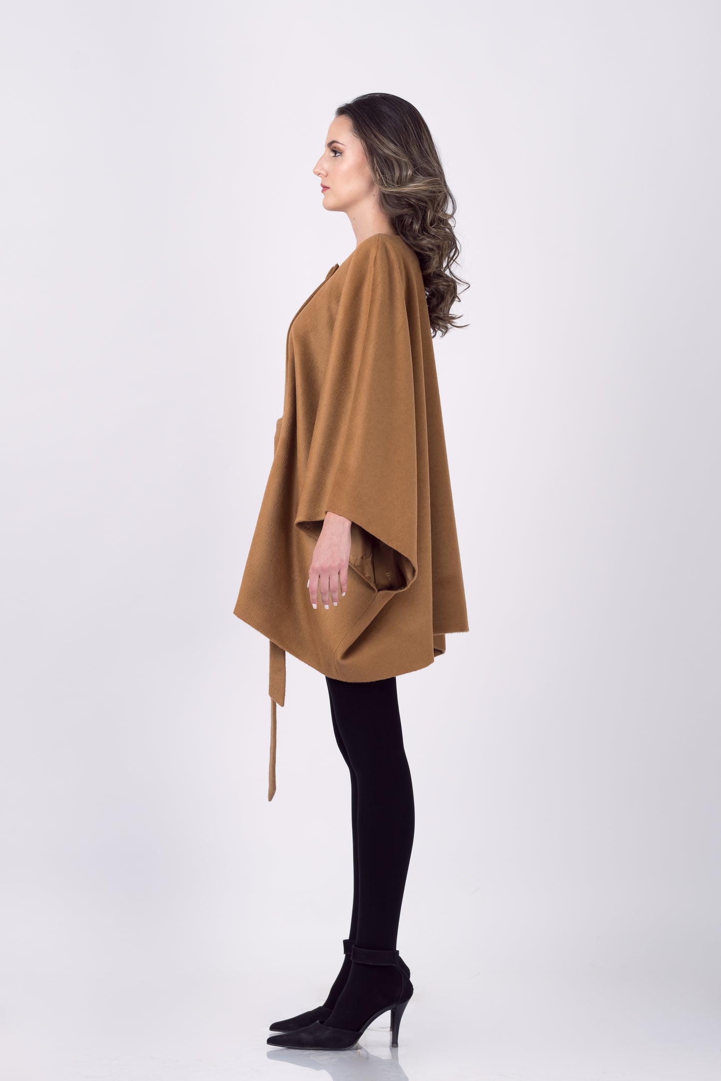 Royal Alpaca Kimono Sleeve Belted Cape