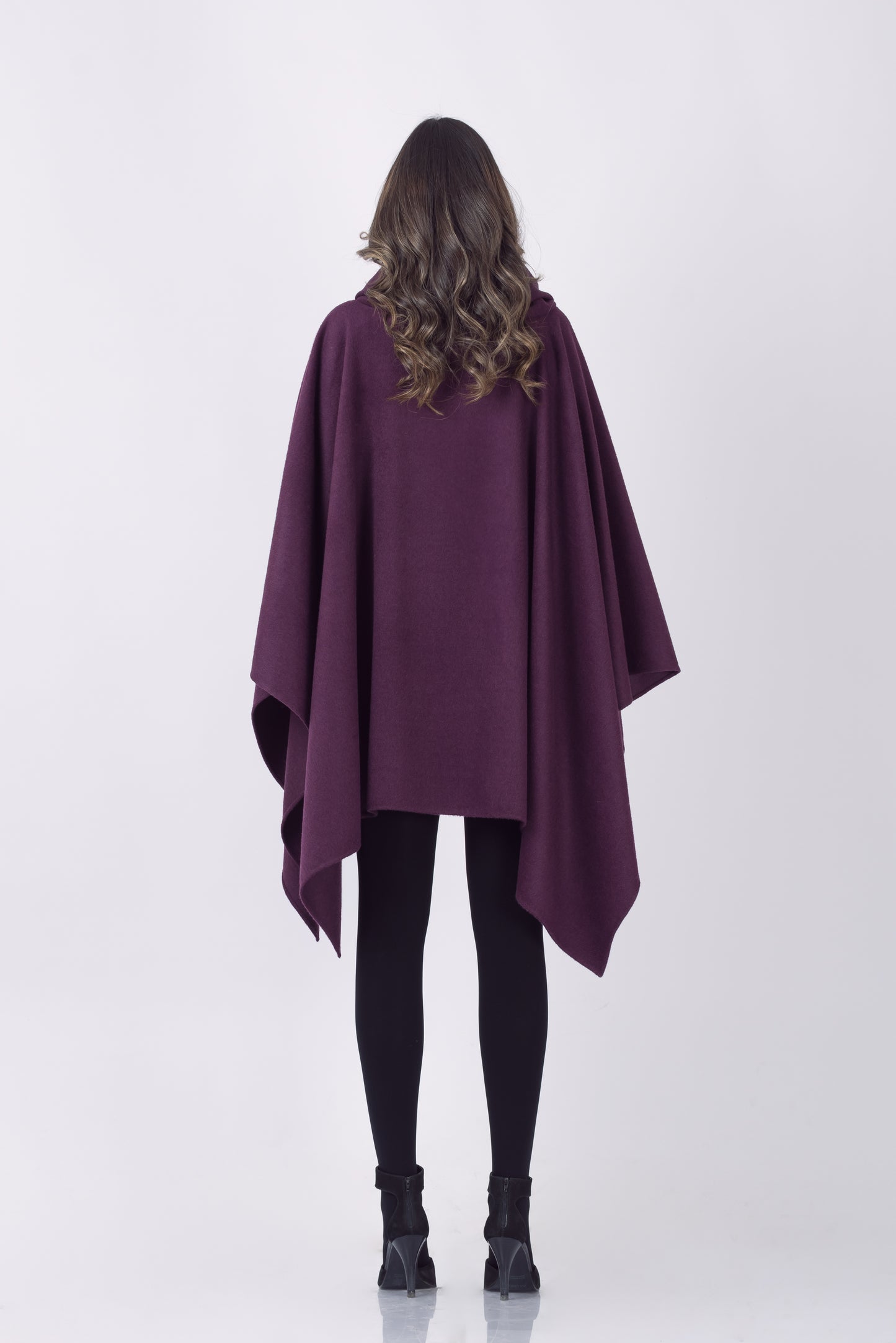 Royal Alpaca Double Collar Poncho in Onyx Black