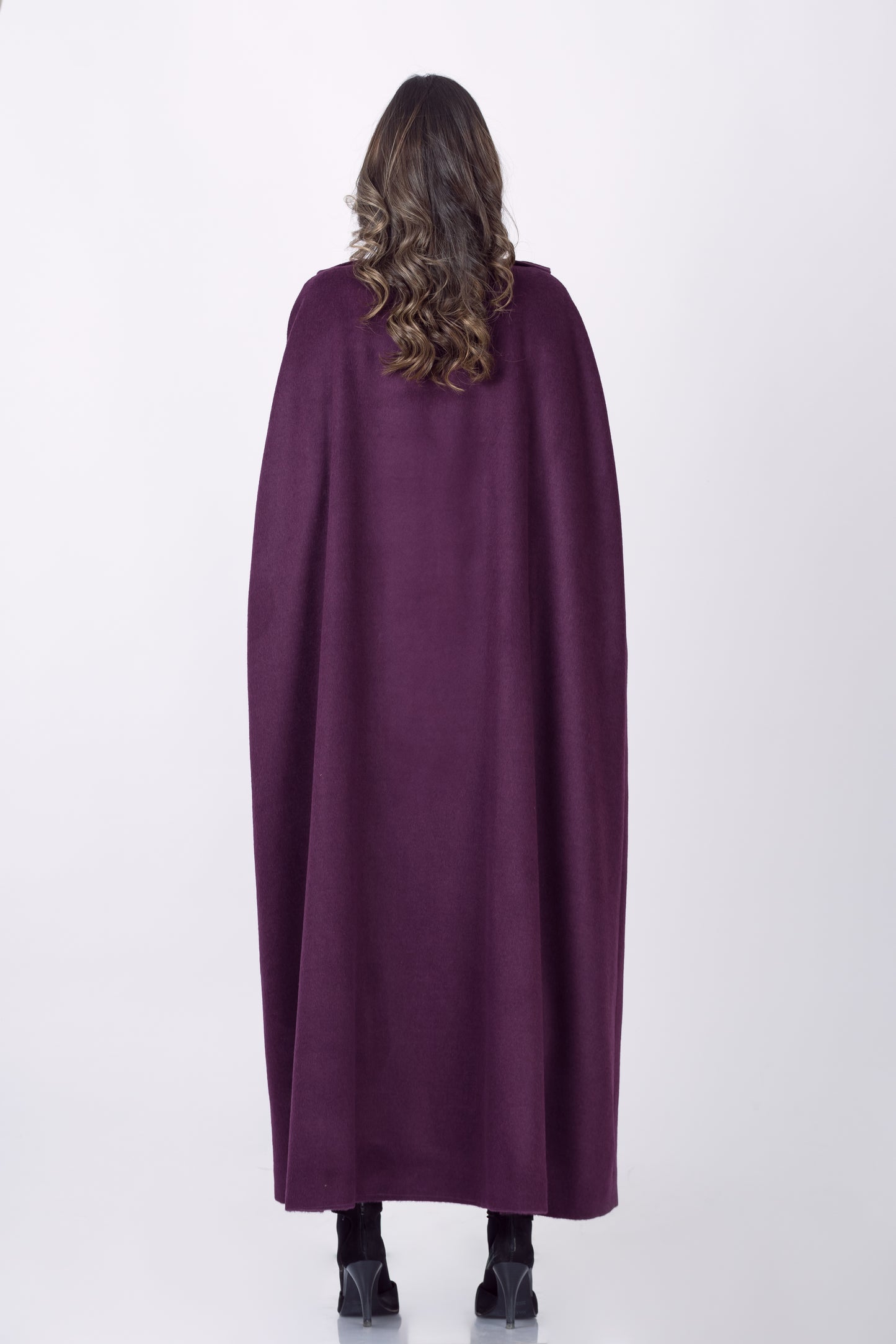 Royal Alpaca Long Ruffle Collar Cape