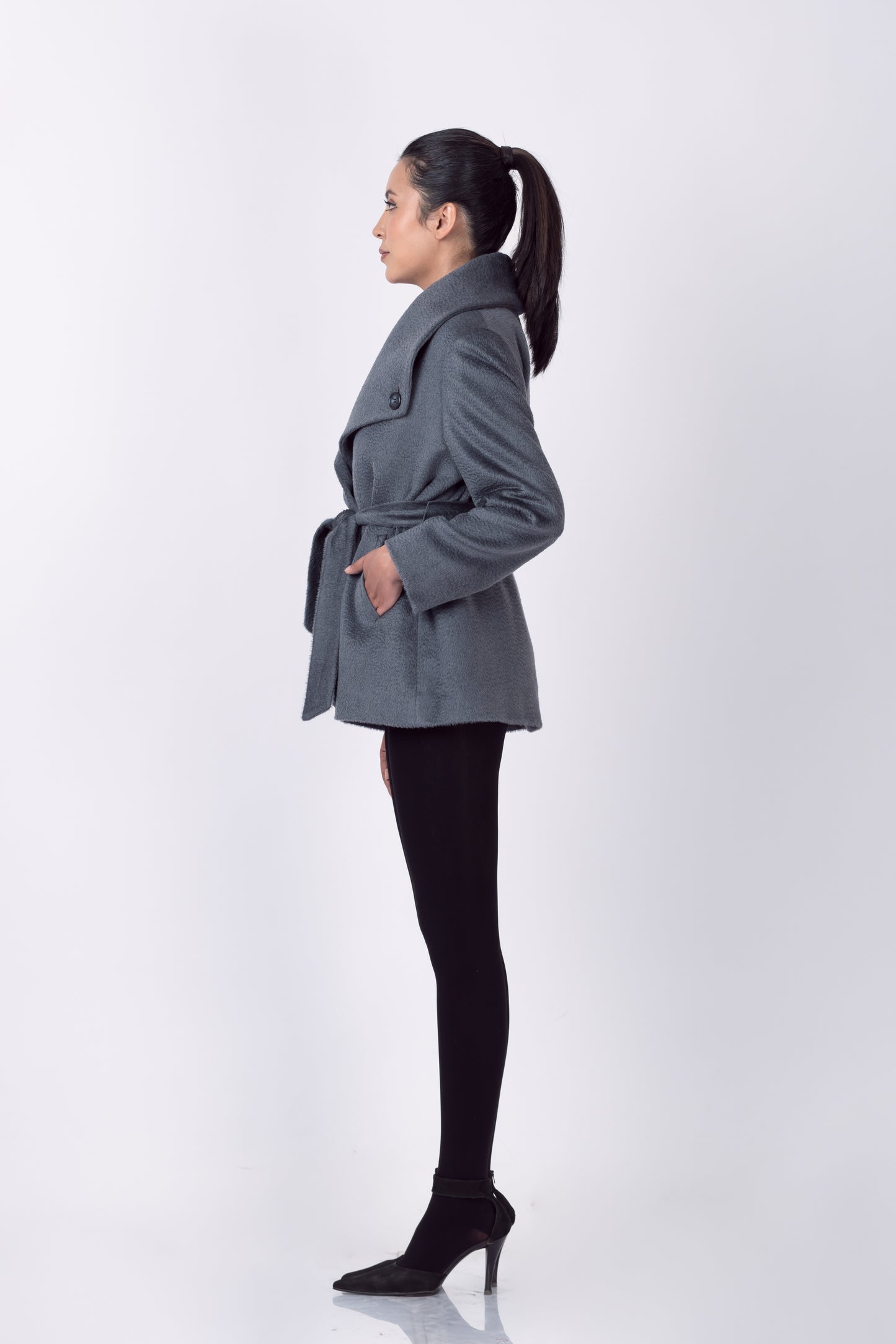 Zibeline Alpaca Double-breasted Jacket in Pewter