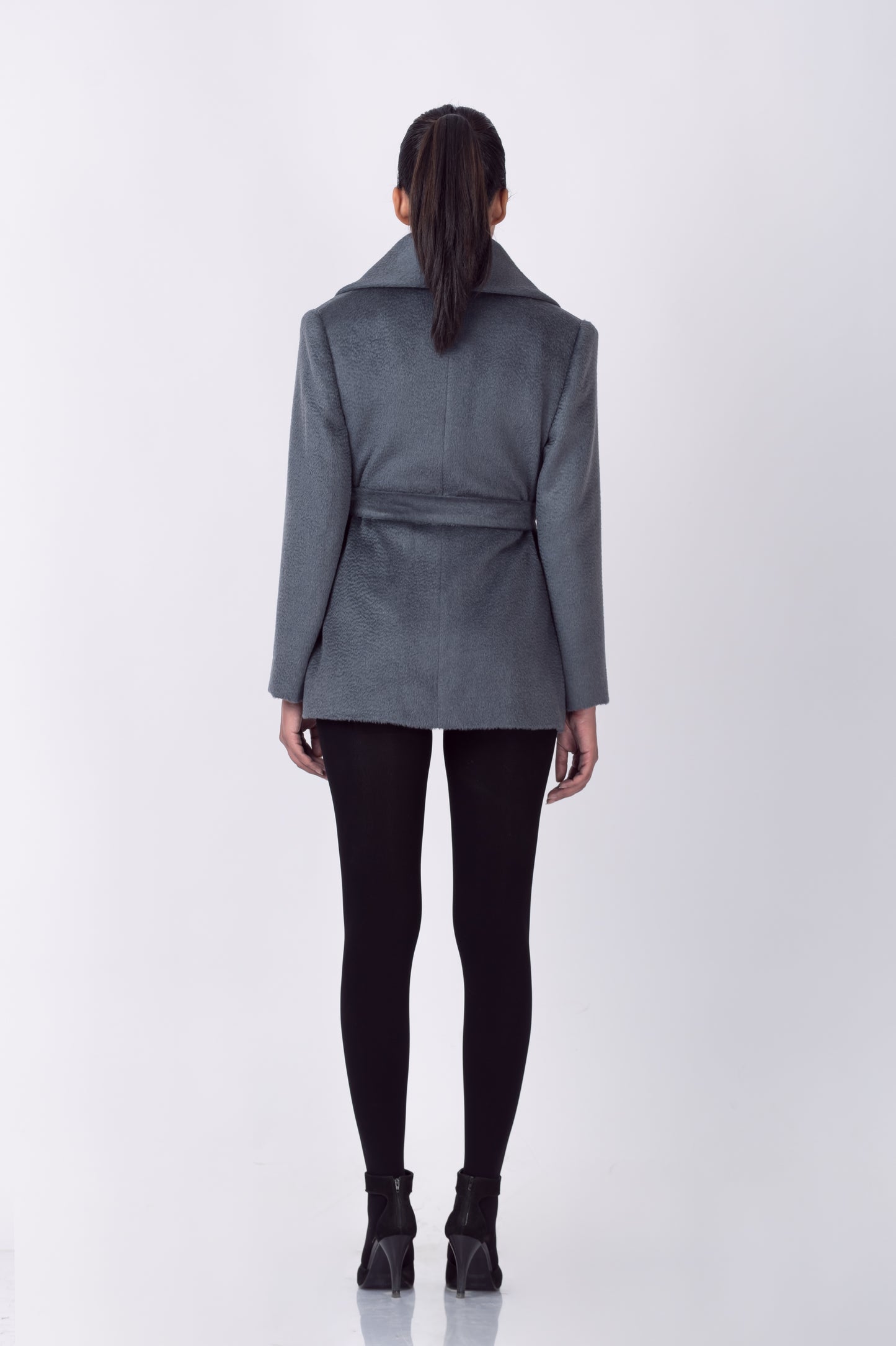 Zibeline Alpaca Double-breasted Jacket in Pewter