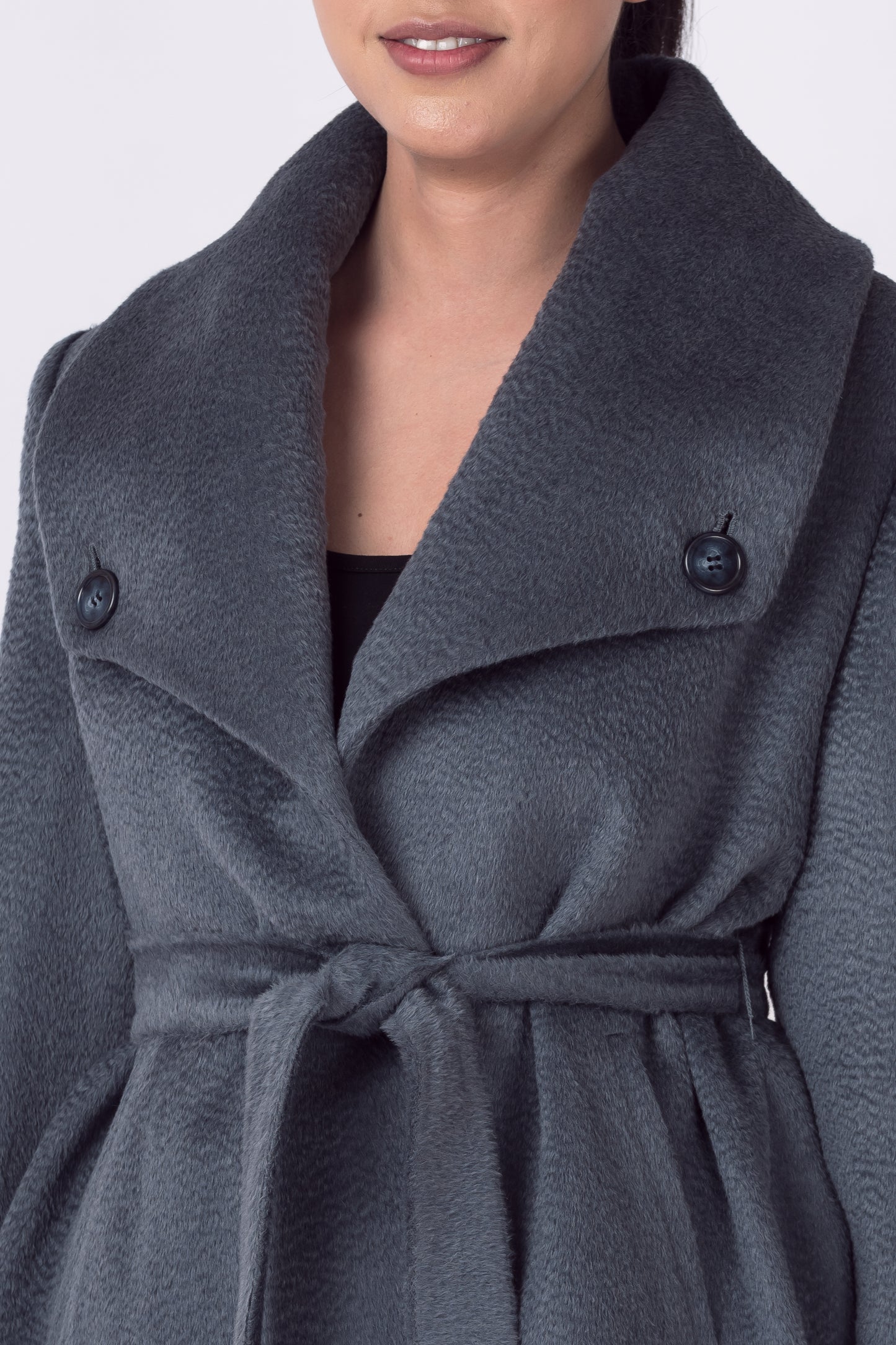 Zibeline Alpaca Double-breasted Jacket in Pewter