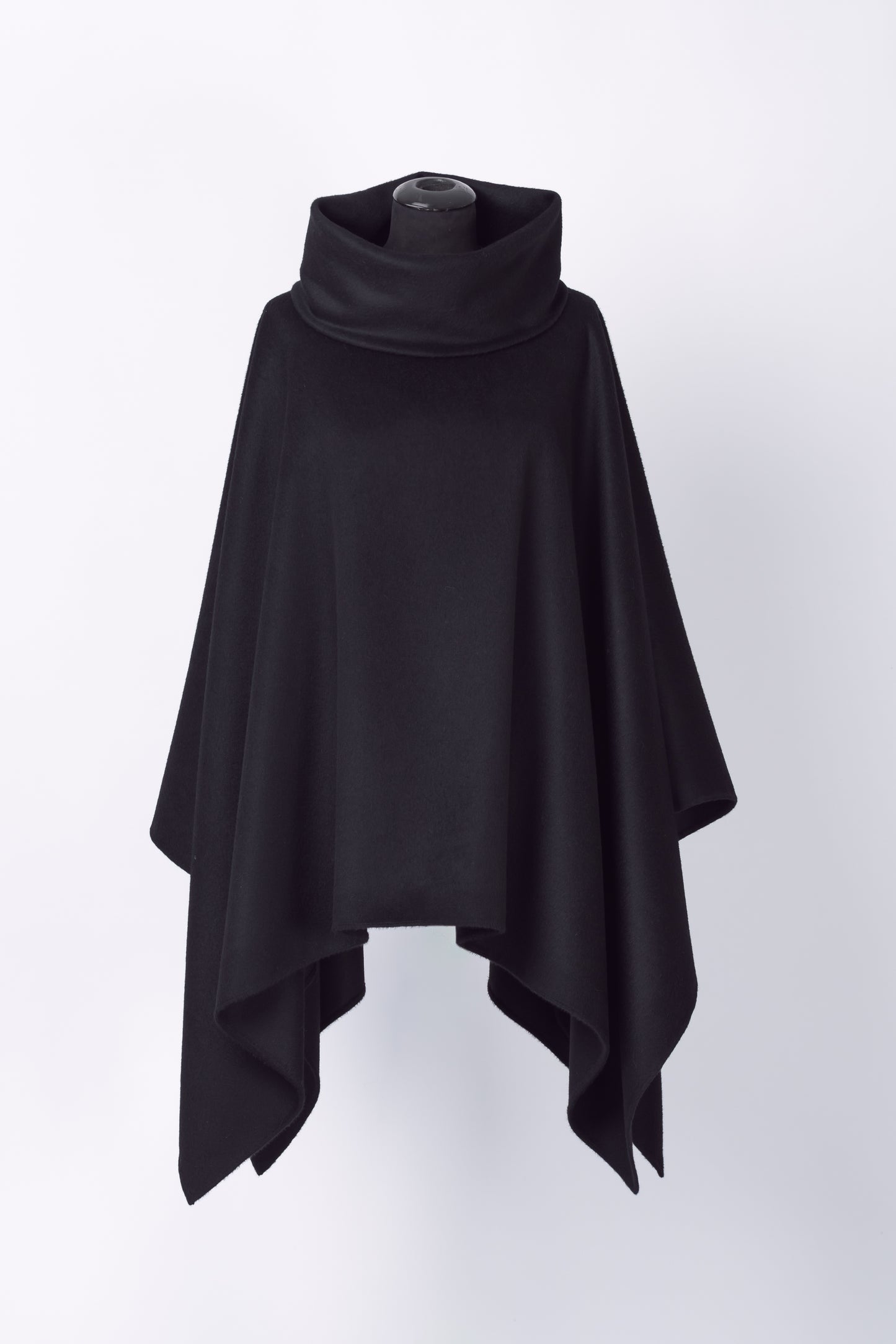 Royal Alpaca Double Collar Poncho in Onyx Black