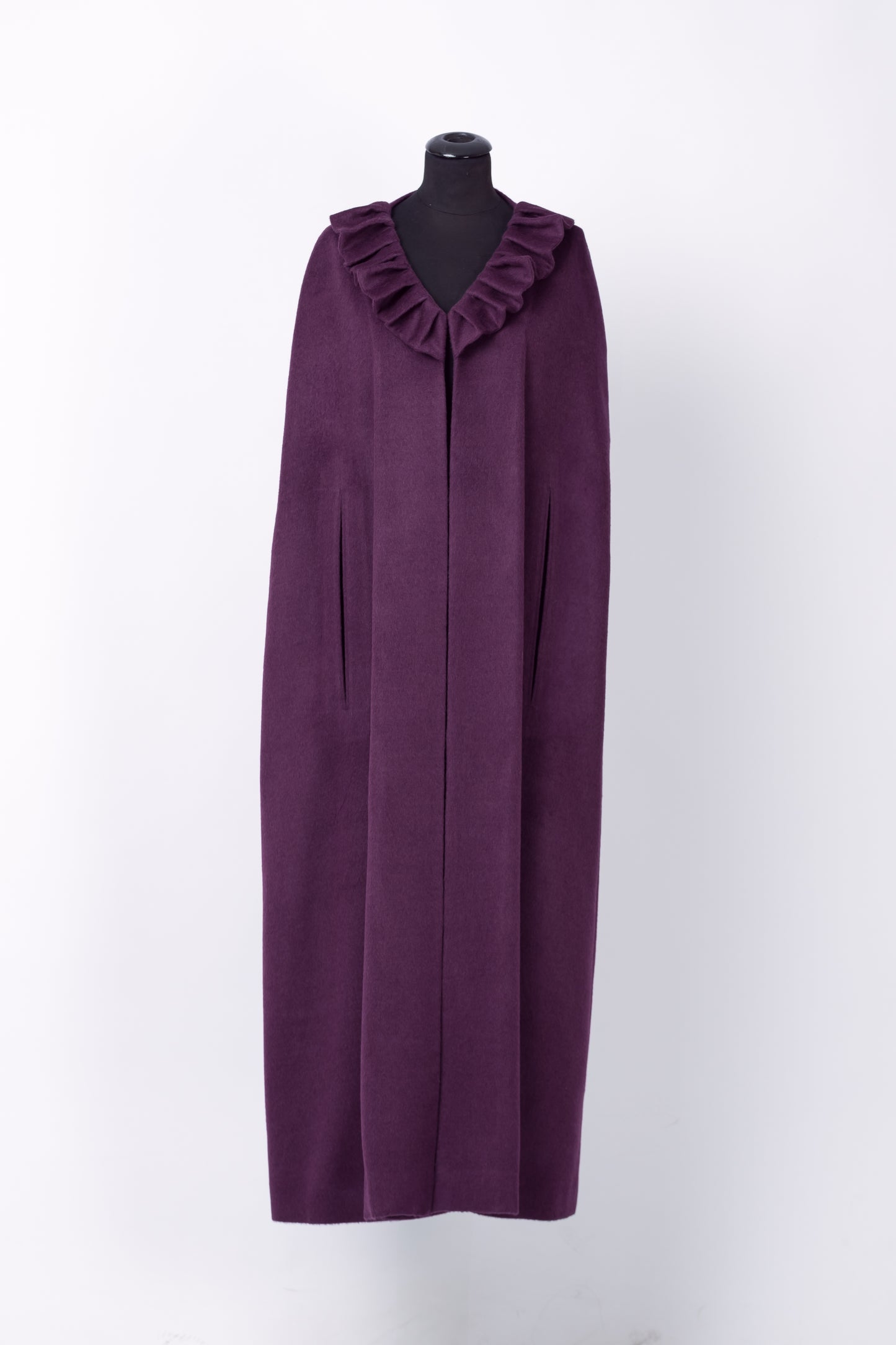 Royal Alpaca Long Ruffle Collar Cape
