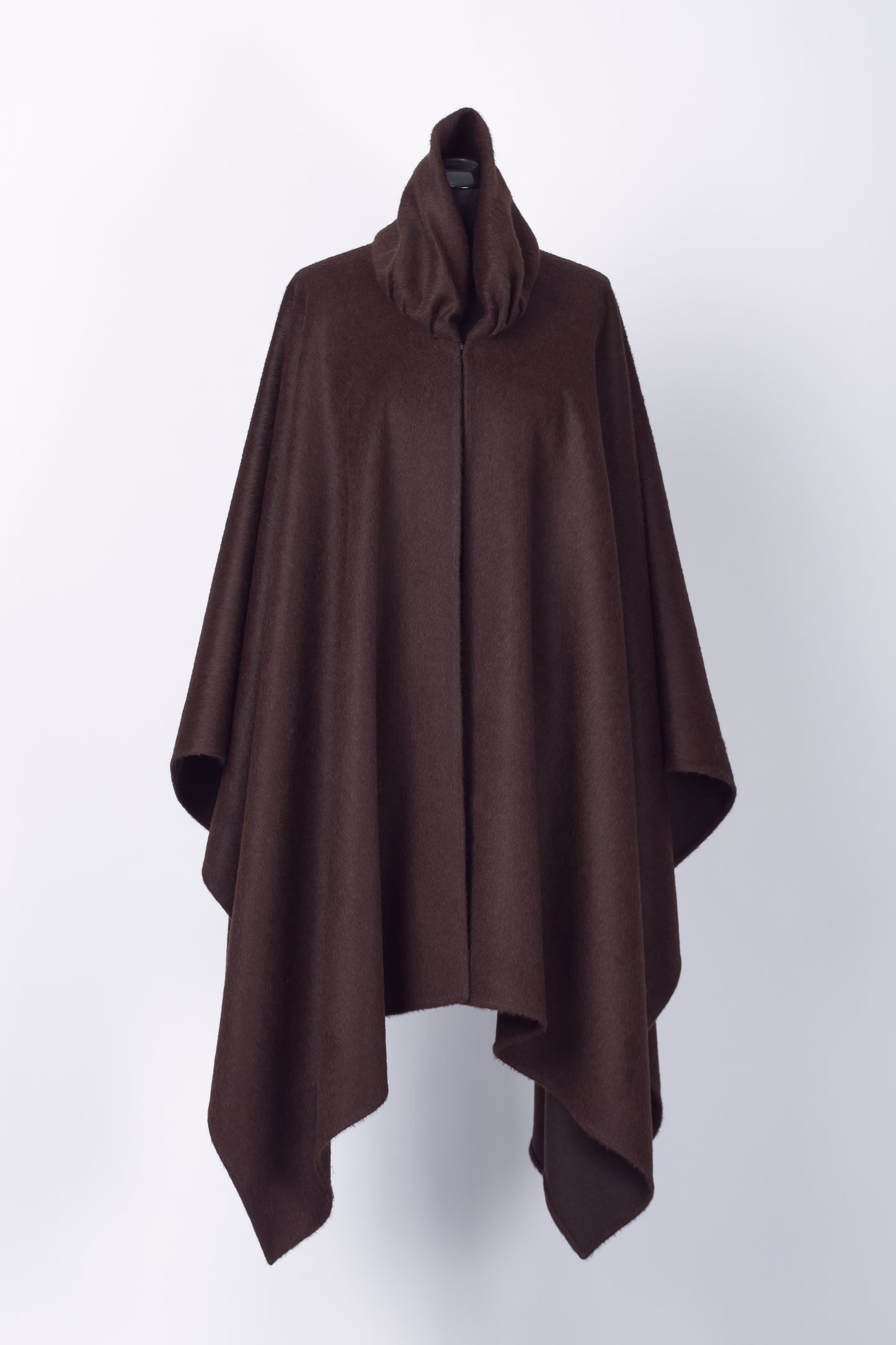 Suri Alpaca Turtleneck Cape in Chocolate Brown