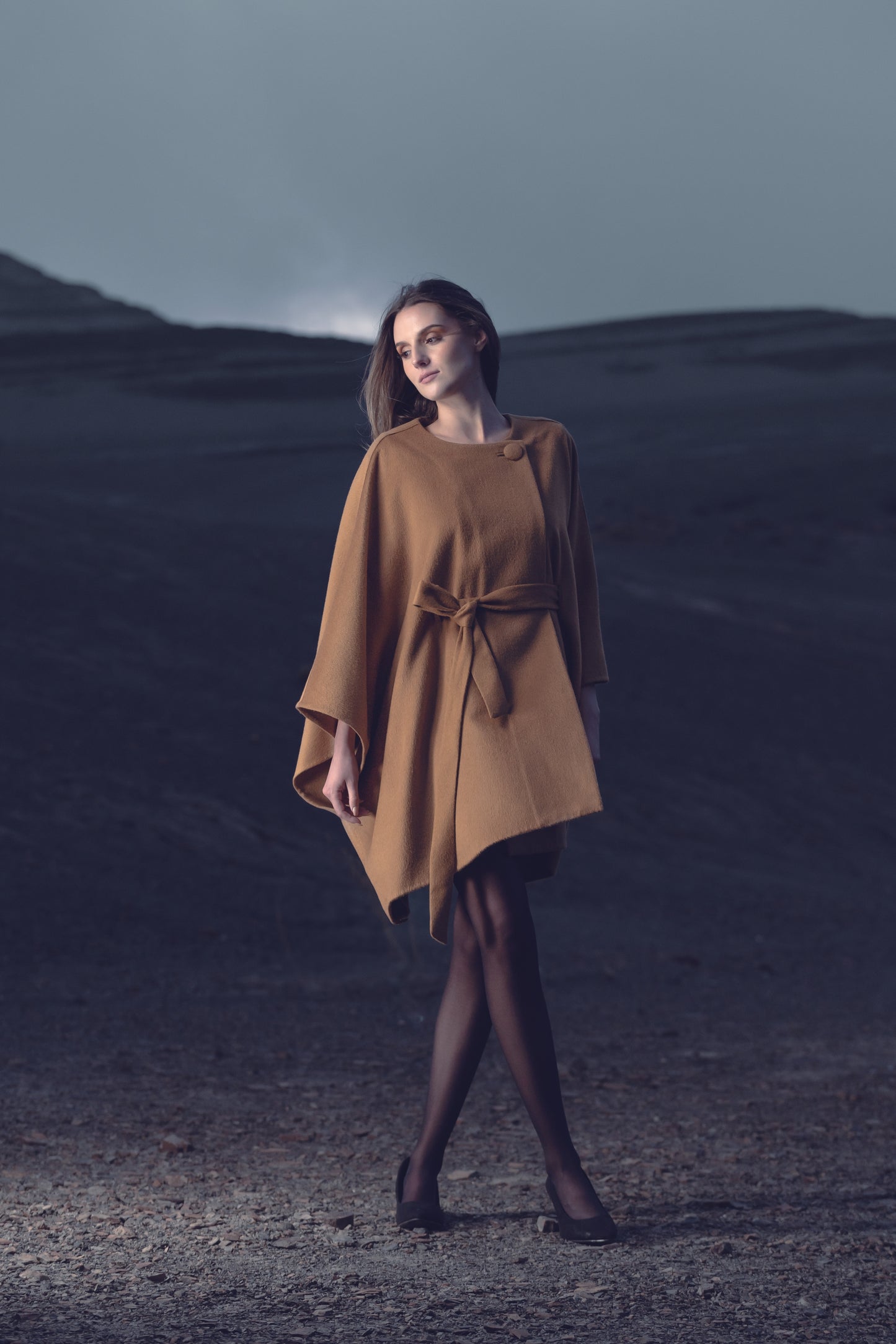 Royal Alpaca Kimono Sleeve Belted Cape